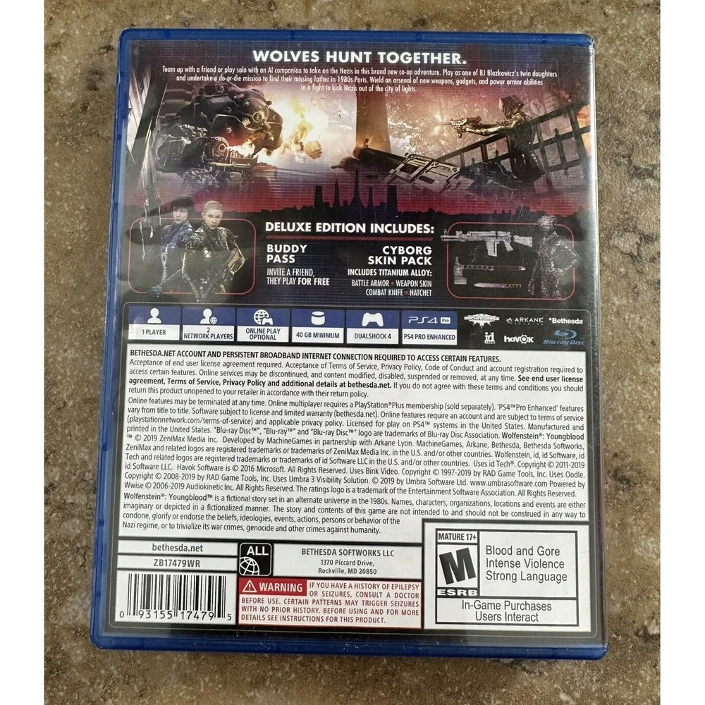 Wolfenstein: Youngblood Deluxe Ed. Sony Playstation 4 PS4 Game With Manuel
